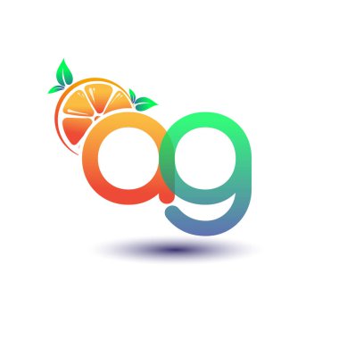 İlk harf AG logotype turuncu ve yeşil renk, taze meyve dükkanı için ilk logo veya taze meyve veya doğa ile ilgili herhangi bir şirket, vektör çizimi.