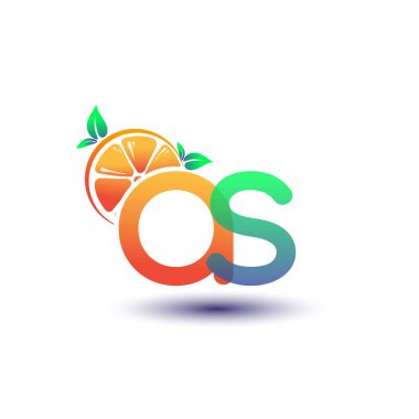 İlk harf AS logotype turuncu ve yeşil renk, taze meyve dükkanı için ilk logo veya taze meyve veya doğa ile ilgili herhangi bir şirket, vektör illüstrasyonu.