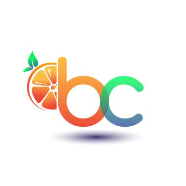 İlk harf BC logotype turuncu ve yeşil renk, taze meyve dükkanı için ilk logo veya taze meyve veya doğa ile ilgili herhangi bir şirket, vektör illüstrasyonu.