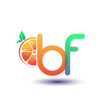 İlk harf BF logotype turuncu ve yeşil renk, taze meyve dükkanı için ilk logo veya taze meyve veya doğa ile ilgili herhangi bir şirket, vektör çizimi.