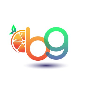 İlk harf BG logotype turuncu ve yeşil renk, taze meyve dükkanı için ilk logo veya taze meyve veya doğa ile ilgili herhangi bir şirket, vektör çizimi.