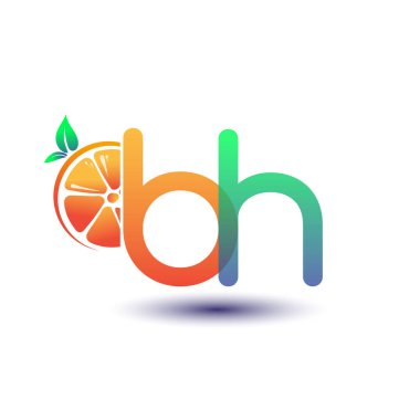 İlk harf BH logotype turuncu ve yeşil renk, taze meyve dükkanı veya taze meyve veya doğayla ilgili herhangi bir şirket için ilk logo, vektör illüstrasyonu.