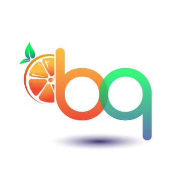 İlk harf BQ logotype turuncu ve yeşil renk, taze meyve dükkanı için ilk logo veya taze meyve veya doğa ile ilgili herhangi bir şirket, vektör çizimi.