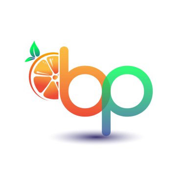 İlk harf BP logotip turuncu ve yeşil renk, taze meyve dükkanı için ilk logo veya taze meyve veya doğa ile ilgili herhangi bir şirket, vektör illüstrasyon.