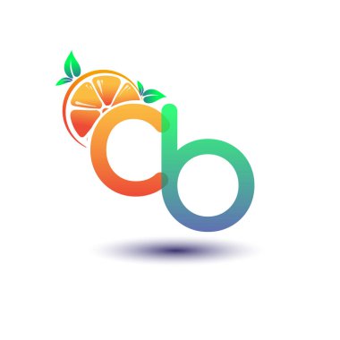 İlk harf CB logotype turuncu ve yeşil renk, taze meyve dükkanı için ilk logo veya taze meyve veya doğa ile ilgili herhangi bir şirket, vektör çizimi.