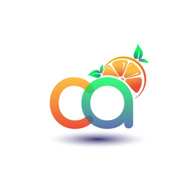 İlk harf CA logotype turuncu ve yeşil renk, taze meyve dükkanı için ilk logo veya taze meyve veya doğa ile ilgili herhangi bir şirket, vektör illüstrasyonu.