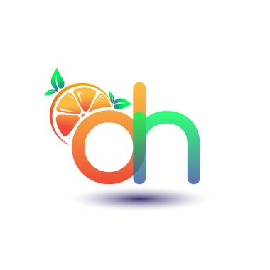 İlk harf DN logotype turuncu ve yeşil renk, taze meyve dükkanı için ilk logo veya taze meyve veya doğa ile ilgili herhangi bir şirket, vektör çizimi.