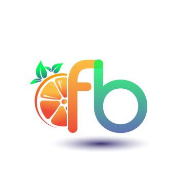 İlk harf FB logotype turuncu ve yeşil renk, taze meyve dükkanı için ilk logo veya taze meyve veya doğa ile ilgili herhangi bir şirket, vektör çizimi.