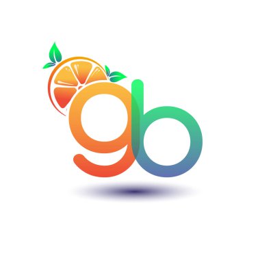 İlk harf GB logotype turuncu ve yeşil renk, taze meyve dükkanı için ilk logo veya taze meyve veya doğa ile ilgili herhangi bir şirket, vektör illüstrasyonu.