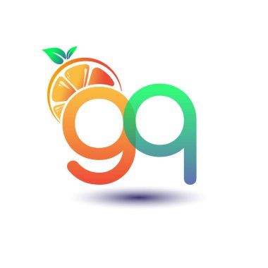 İlk harf GQ logotype turuncu ve yeşil renk, taze meyve dükkanı için ilk logo veya taze meyve veya doğa ile ilgili herhangi bir şirket, vektör çizimi.