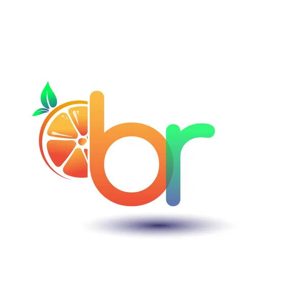 Initial Letter Logotype Orange Green Color Initial Logo Fresh Fruit — Stock Vector