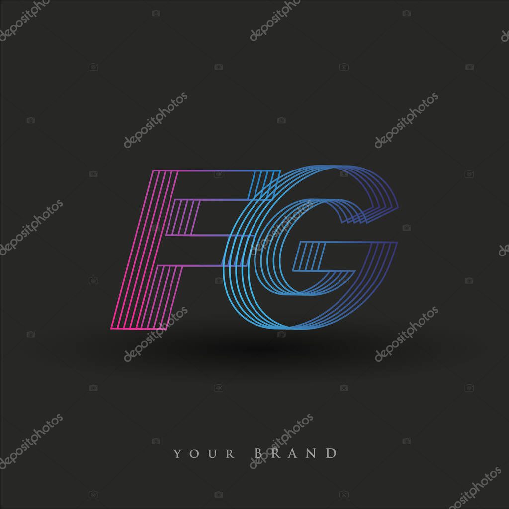 Initial letter logo FG colored blue and magenta with striped composition, Vector logo design template elements for your business or company identity.