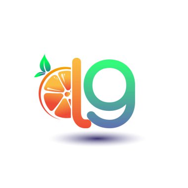 İlk harf LG logotype turuncu ve yeşil renk, taze meyve dükkanı için ilk logo veya taze meyve veya doğa ile ilgili herhangi bir şirket, vektör çizimi.