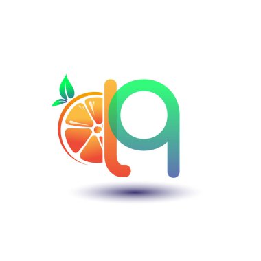 İlk harf LQ logotype turuncu ve yeşil renk, taze meyve dükkanı için ilk logo veya taze meyve veya doğa ile ilgili herhangi bir şirket, vektör çizimi.