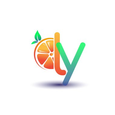 İlk harf LY logotype turuncu ve yeşil renk, taze meyve dükkanı için ilk logo veya taze meyve veya doğa ile ilişkili herhangi bir şirket, vektör illüstrasyon.