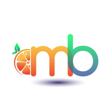 İlk harf MB logotype turuncu ve yeşil renk, taze meyve dükkanı için ilk logo veya taze meyve veya doğa ile ilgili herhangi bir şirket, vektör çizimi.