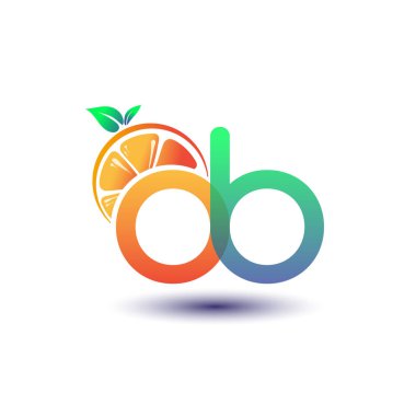 İlk harf OB logotip turuncu ve yeşil renk, taze meyve dükkanı için ilk logo veya taze meyve veya doğa ile ilgili herhangi bir şirket, vektör illüstrasyon.