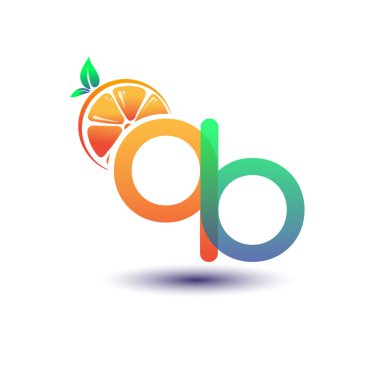 İlk harf QB logotype turuncu ve yeşil renk, taze meyve dükkanı için ilk logo veya taze meyve veya doğa ile ilgili herhangi bir şirket, vektör çizimi.