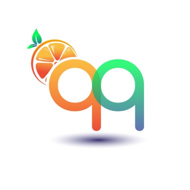 İlk harf QQ logotype turuncu ve yeşil renk, taze meyve dükkanı için ilk logo veya taze meyve veya doğa ile ilgili herhangi bir şirket, vektör çizimi.