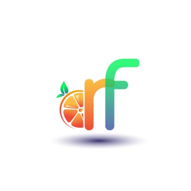 İlk harf RF logotype turuncu ve yeşil renk, taze meyve dükkanı için ilk logo veya taze meyve veya doğa ile ilgili herhangi bir şirket, vektör çizimi.