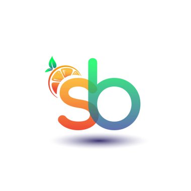 İlk harf SB logotype turuncu ve yeşil renk, taze meyve dükkanı için ilk logo veya taze meyve veya doğa ile ilgili herhangi bir şirket, vektör çizimi.