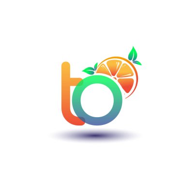 Logotype turuncu ve yeşil renge ilk harf, taze meyve dükkanı veya taze meyve veya doğayla ilgili herhangi bir şirket için ilk logo, vektör illüstrasyonu.