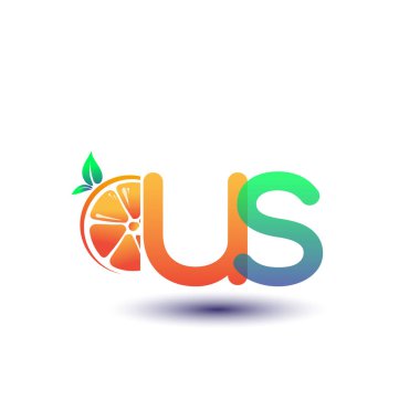 ABD logoti turuncu ve yeşil renkli ilk harf, taze meyve dükkanı için ilk logo veya taze meyve veya doğa ile ilgili herhangi bir şirket, vektör illüstrasyonu.