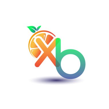 İlk harf XB logotype turuncu ve yeşil renk, taze meyve dükkanı için ilk logo veya taze meyve veya doğa ile ilgili herhangi bir şirket, vektör çizimi.