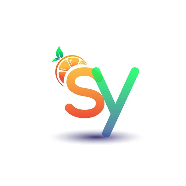 Initial Letter Logotype Orange Green Color Initial Logo Fresh Fruit — Stock Vector