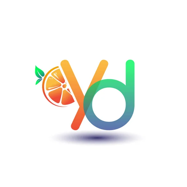 Första Bokstaven Logotyp Orange Och Grön Färg Första Logotypen För — Stock vektor