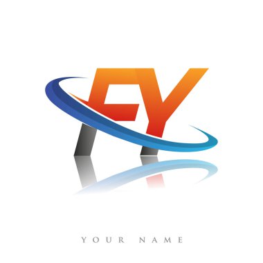 İlk logo FY şirketinin adı turuncu ve mavi renkli, beyaz arka planda izole edilmiş. iş ve şirket kimliği için vektör logosu.