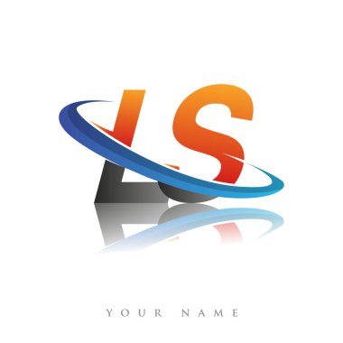 İlk logo LS şirketinin adı turuncu ve mavi renkli, beyaz arka planda izole edilmiş. iş ve şirket kimliği için vektör logosu.