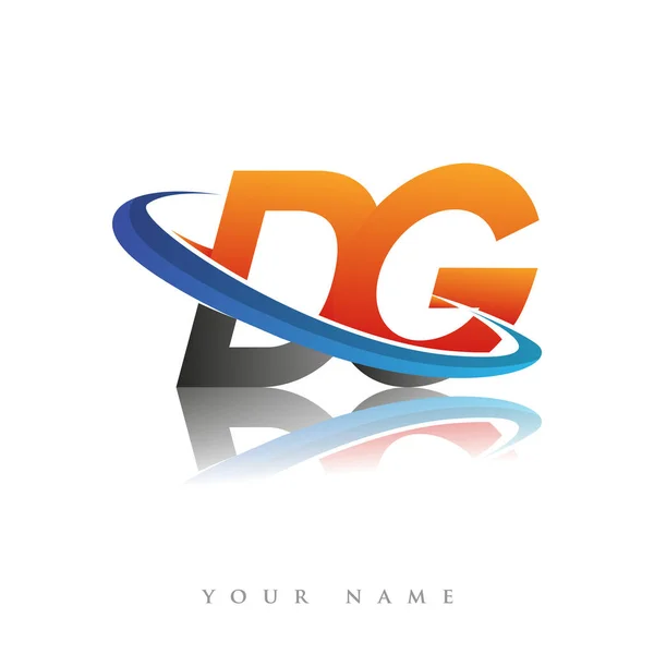 Logo Initial Nom Entreprise Couleur Orange Bleu Swoosh Design Isolé — Image vectorielle