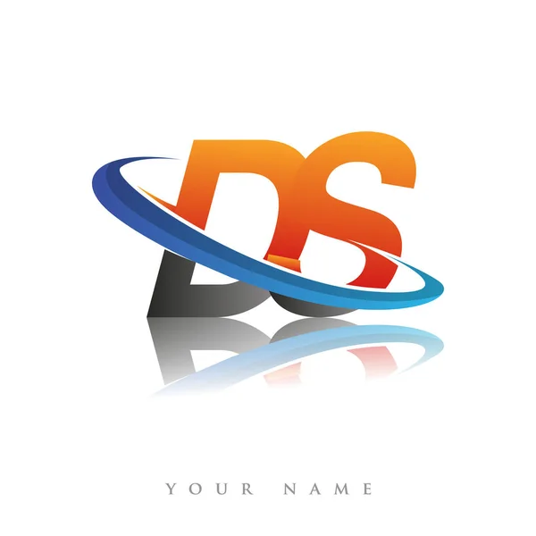 Первоначальный Логотип Название Компании Цветной Оранжевый Синий Swoosh Дизайн Изолированный — стоковый вектор