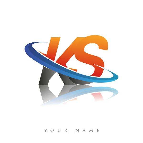 Początkowe Logo Nazwa Firmy Kolor Pomarańczowy Niebieski Projekt Swoosh Izolowane — Wektor stockowy