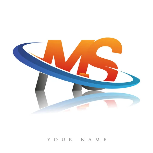 Logo Initial Nom Entreprise Couleur Orange Bleu Swoosh Design Isolé — Image vectorielle