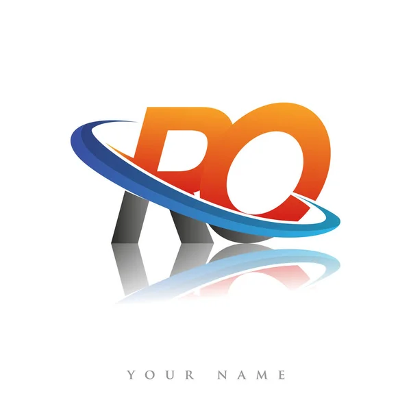 Initial Logo Company Name Colored Orange Blue Swoosh Design Isolated — Stock Vector