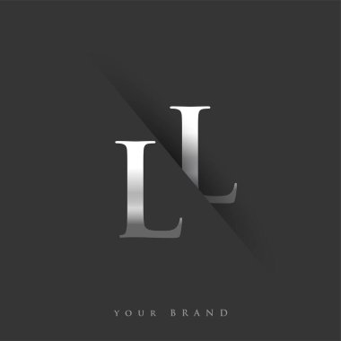initial logo letter LL for company name, silver color and slash design in black background. vector logotype for business and company identity. clipart