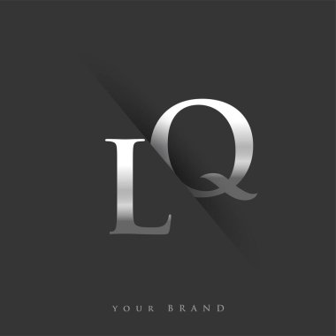 Şirketin adı, gümüş rengi ve siyah arkaplan tasarımının ilk logo harfleri LQ. İş ve şirket kimliği için vektör logosu.