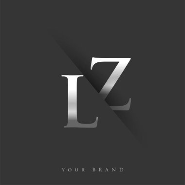 Şirket adı, gümüş rengi ve siyah arkaplan / renk tasarımı için ilk logo harfleri LZ. İş ve şirket kimliği için vektör logosu.