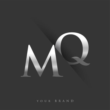 Şirketin adı, gümüş rengi ve siyah arkaplan tasarımının ilk logo harfleri MQ. İş ve şirket kimliği için vektör logosu.
