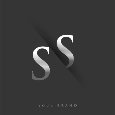 Şirketin adı için ilk harf SS, gümüş renk ve siyah arka planda / renk tasarımı. İş ve şirket kimliği için vektör logosu.