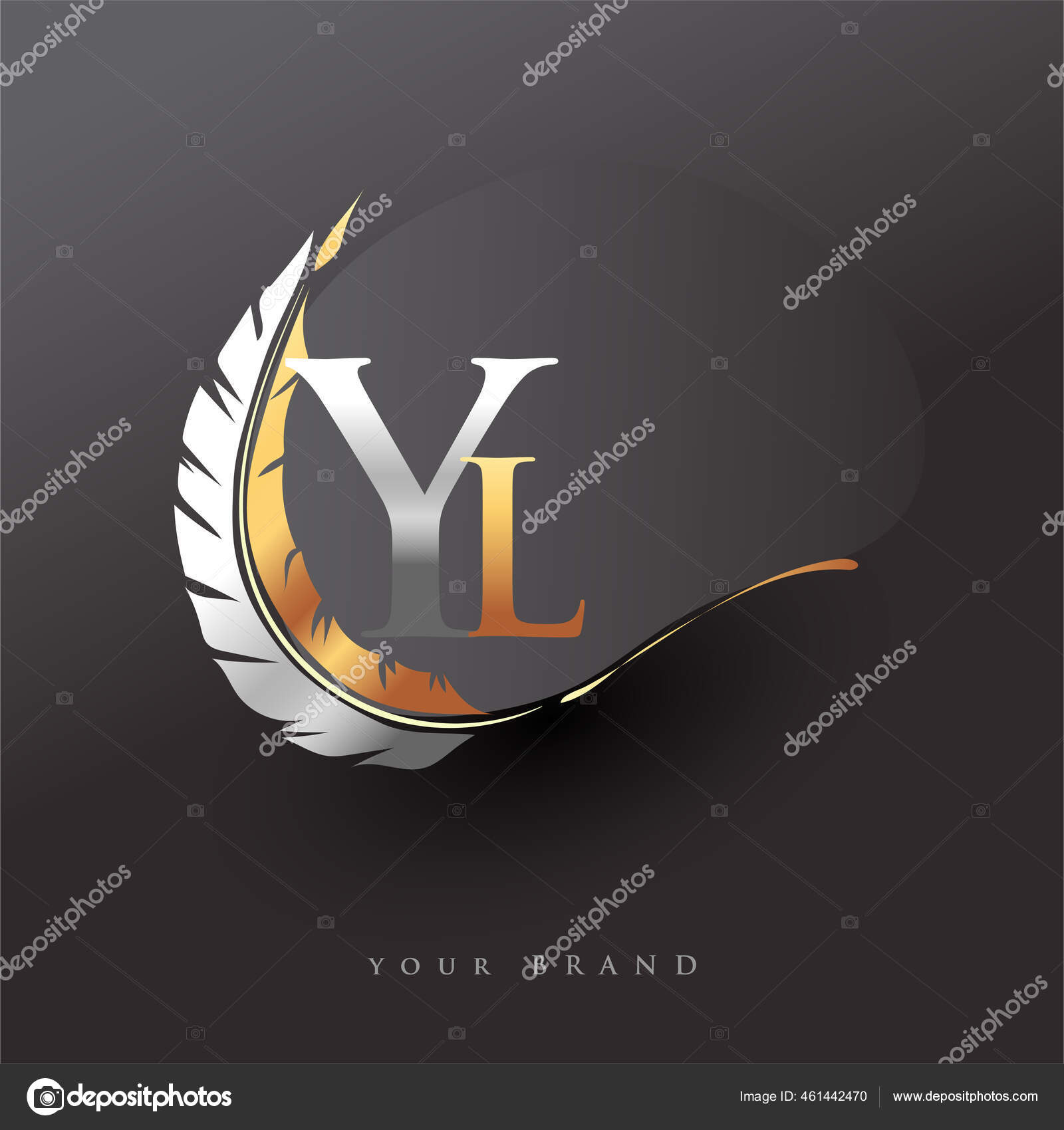 Initial Letter Logo Feather Gold Silver Color Simple Clean Design Stock  Vector by ©wikaGrahic 461442470