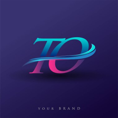 Beyaz arkaplanda izole edilmiş mavi ve morumsu logo tasarımlı ilk logo şirketine. iş ve şirket kimliği için vektör logosu.