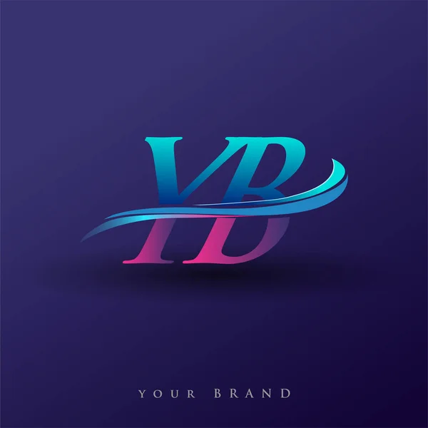 Початковий Логотип Компанії Назва Кольоровий Синій Пурпуровий Флеш Дизайн Ізольований — стоковий вектор
