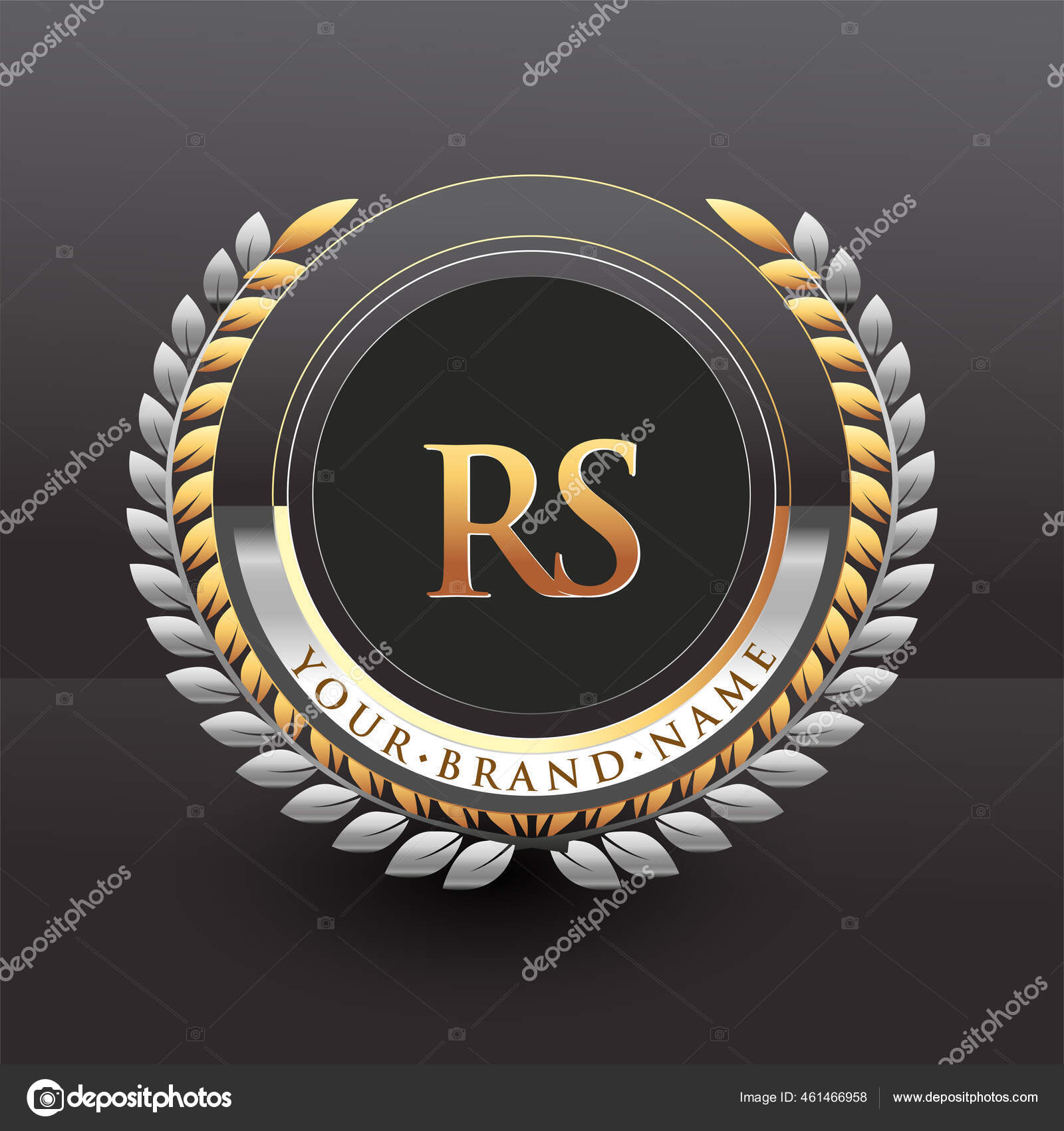 Logotipo Inicial Letra Com Cor Dourada Prata Com Louro Grinalda Vetor de  ©wikaGrahic 461466958, image size:1600x1700