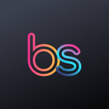 İlk logo BS küçük harf, renkli mavi, turuncu ve pembe, birbirine bağlı yuvarlak logo, modern ve basit logo tasarımı.