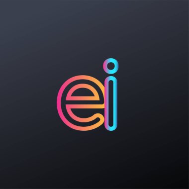 İlk logo El küçük harf, renkli mavi, turuncu ve pembe, birbirine bağlı yuvarlak logo, modern ve basit logo tasarımı.