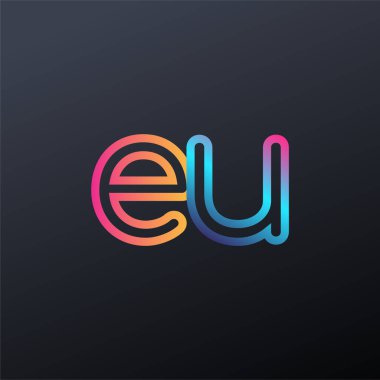 İlk logo AB küçük harfi, renkli mavi, turuncu ve pembe, birbirine bağlı yuvarlak logo, modern ve basit logo tasarımı.