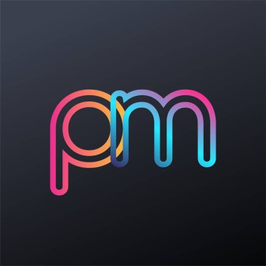 İlk logo başbakanı küçük harf, renkli mavi, turuncu ve pembe, birbirine bağlı yuvarlak logo, modern ve basit logo tasarımı.